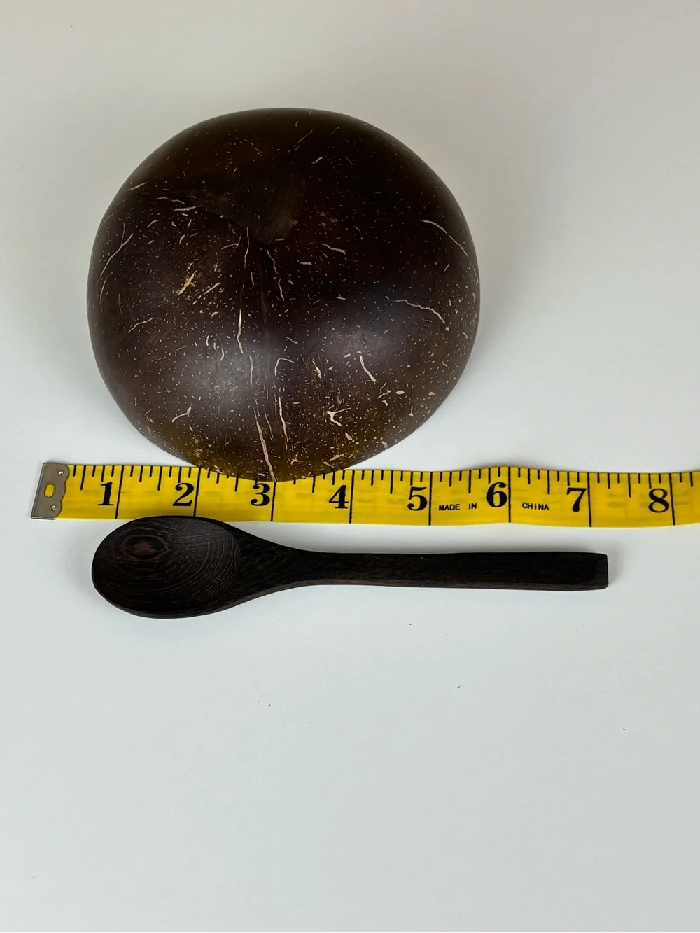 Coconut Shell Bowl with wooden Spoon - Natural Dark Brown